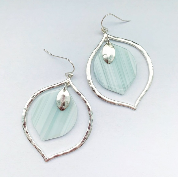 Hammered Silver Open Teardrop Charm Earrings - Picture 3 of 4